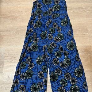 Ava Sky Blue and Black Patterned Jumpsuit